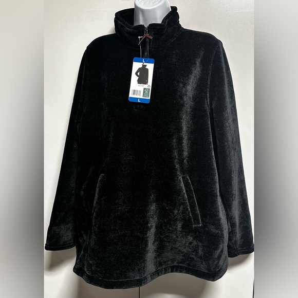 32 Degrees Ladies' Quarter Zip Plush Black Pullover NWT - Picture 2 of 12